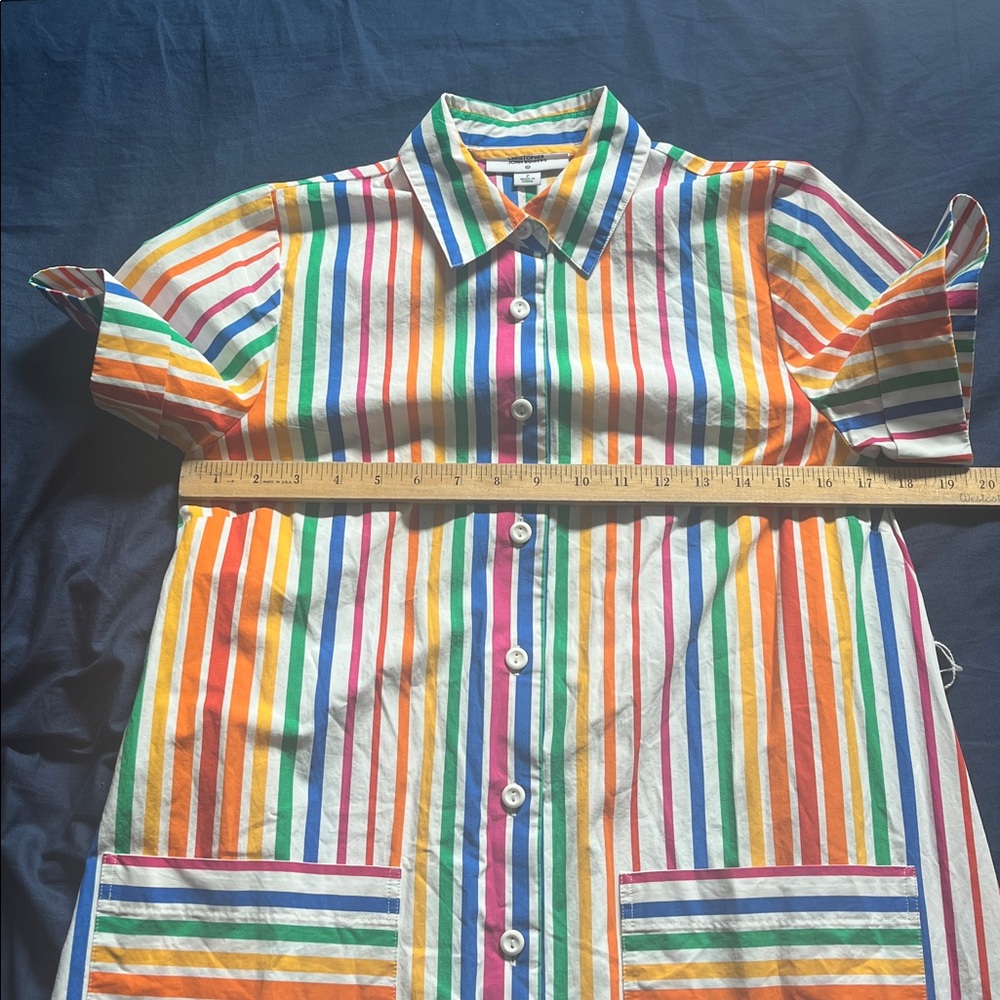 100% Cotton Christopher John Rogers rainbow size 2 midi dress natural fibers - Picture 6 of 10